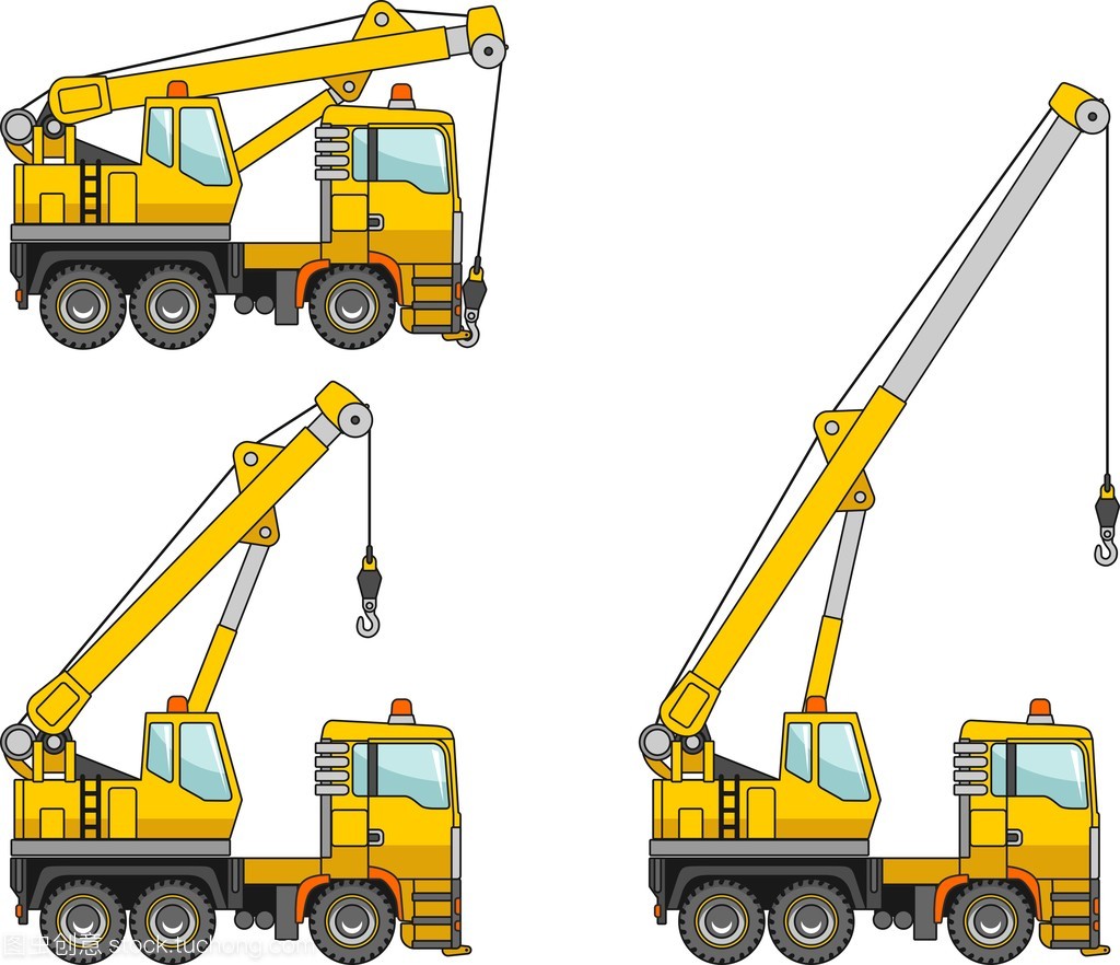 起重機(jī)。重型施工機(jī)械。矢量圖